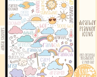 Hobonichi or PP Weeks Weather Tracking Weather Icon Partly Rainy Planner Stickers Hobo Weather Micro Weather Stickers #946-003-000S-WH