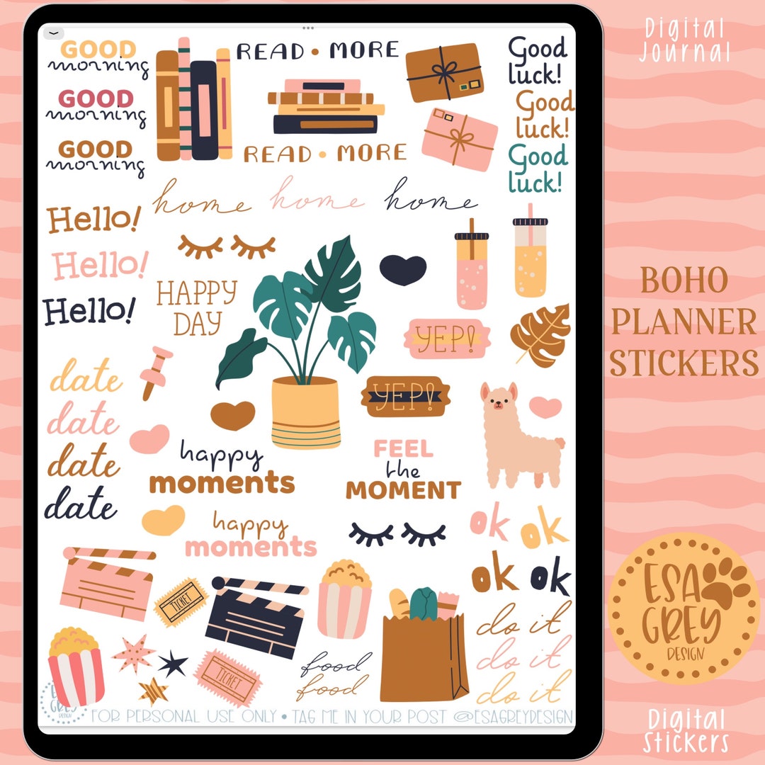 Boho Digital Planning Stickers | Digital Planner Stickers | Goodnotes ...