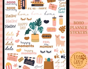 Boho Digital Planning Stickers | Digital Planner Stickers | Goodnotes Stickers | Digital Journal Stickers | Neutral Stickers