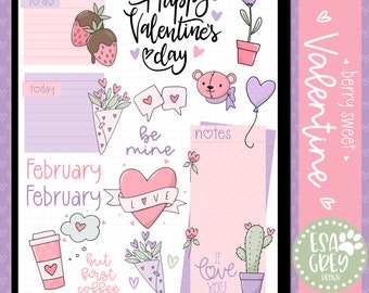 Berry Sweet Valentine Stickers | Digital Planner Stickers | Goodnotes Stickers | Love Stickers | Digital Journal | Be My Valentine