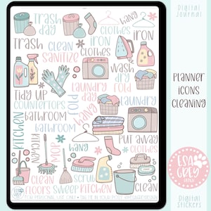Hausarbeit Reinigung Planer Symbol Aufkleber | Boho Aufkleber | Goodnotes-Aufkleber | Bekanntheit OneNote |  Digitale Planer Sticker | Kawaii Aufkleber
