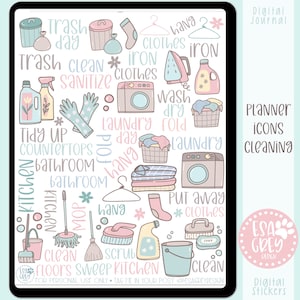 Chore Cleaning Planner Icon Stickers | Boho Stickers | Goodnotes Stickers | Notability OneNote |  Digital Planning Stickers | Kawaii Sticker