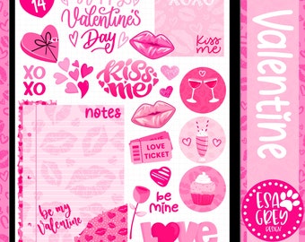 Sugar Kissed Valentine Stickers | Digital Planner Stickers | Goodnotes Stickers | Love Romance Valentine Stickers | Digital Journal Stickers