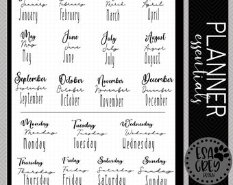 Stickers essentiële planners | Goodnotes-stickers | Digitale planningsstickers | Dag week maand planner stickers | Plakboekdagboek