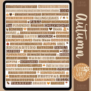 Autumn Whispers Planner Words Collage Stickers | Goodnotes Stickers | Digital Planning Stickers | Digital Journal Cozy Fall Vibes Phrases