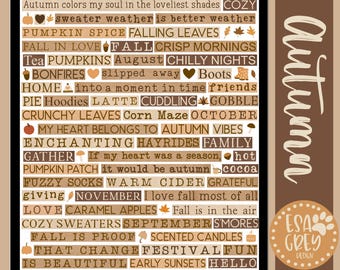 Autumn Whispers Planner Words Collage Stickers | Goodnotes Stickers | Digital Planning Stickers | Digital Journal Cozy Fall Vibes Phrases