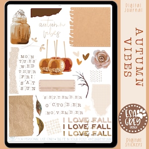 Autumn Vibes Digital Planner Stickers | Goodnotes Stickers | Digital Planning Stickers | Digital Journal Fall Stickers | Scrapbook