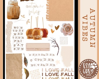 Autumn Vibes Digital Planner Stickers | Goodnotes Stickers | Digital Planning Stickers | Digital Journal Fall Stickers | Scrapbook
