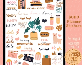 fun BUJO and planning kids Scandi Style Town Icon Planner and Decorative Stickers