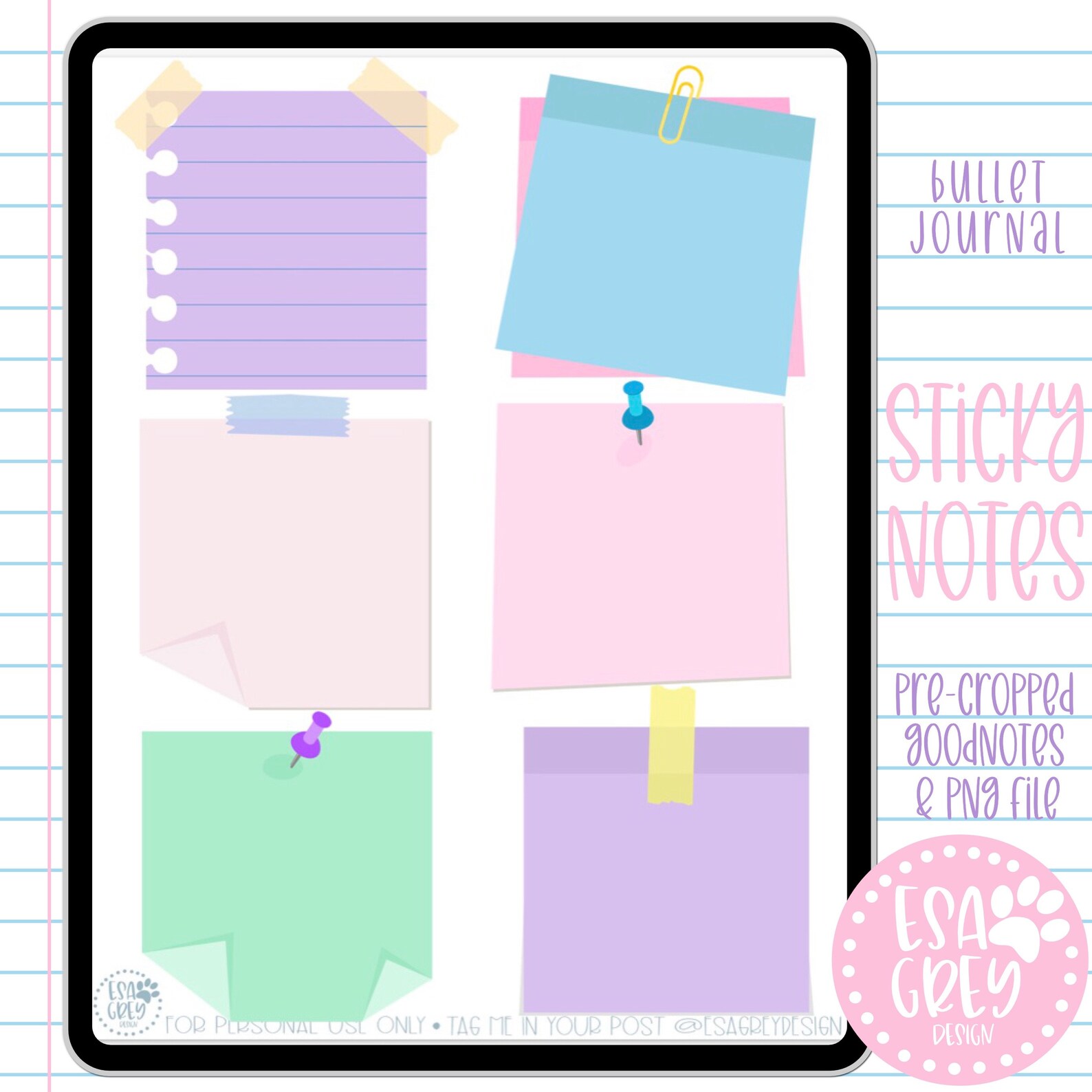 Sticky Note Set Goodnotes Stickers Digital Planning Etsy