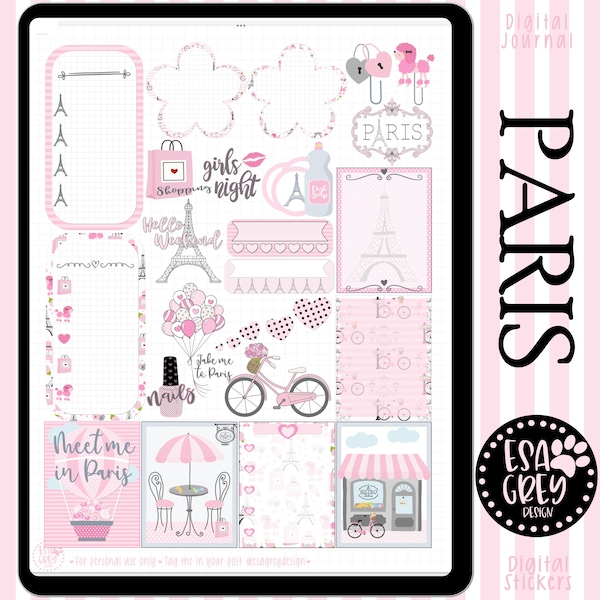 Paris Stickers | Digital Planner Stickers | Goodnotes Stickers | Notability | Digital Journal Stickers | iPad Android Planner Stickers