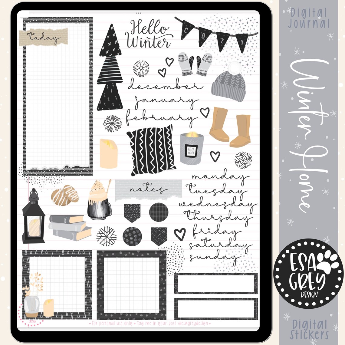Rvus Sticker Winter Home Digital Stickers | Goodnotes Stickers | Digital Planning ...