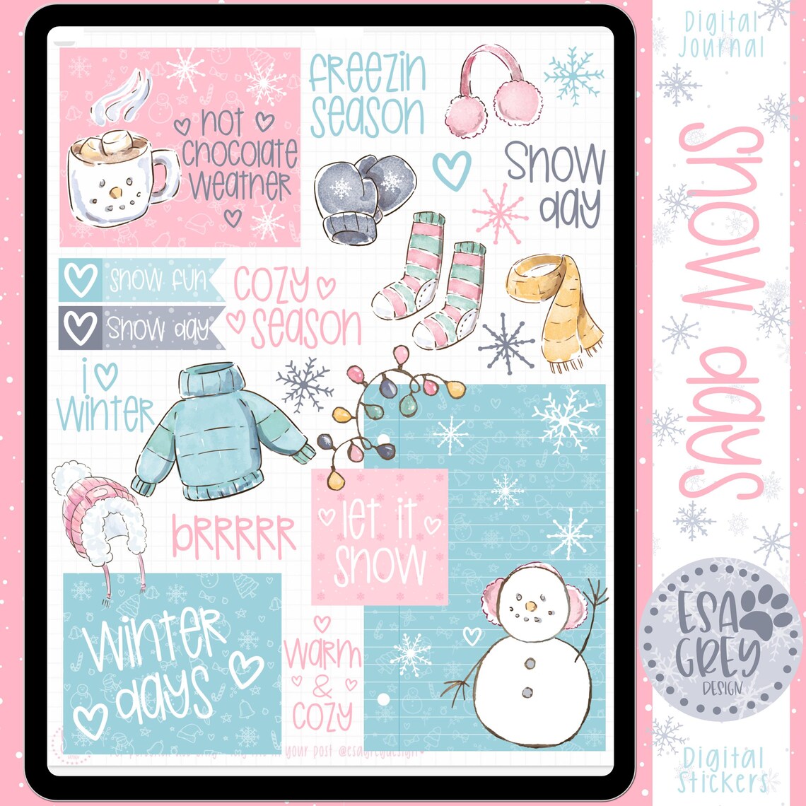 Winter Snow Days Digital Stickers | Goodnotes Stickers | Digital ...
