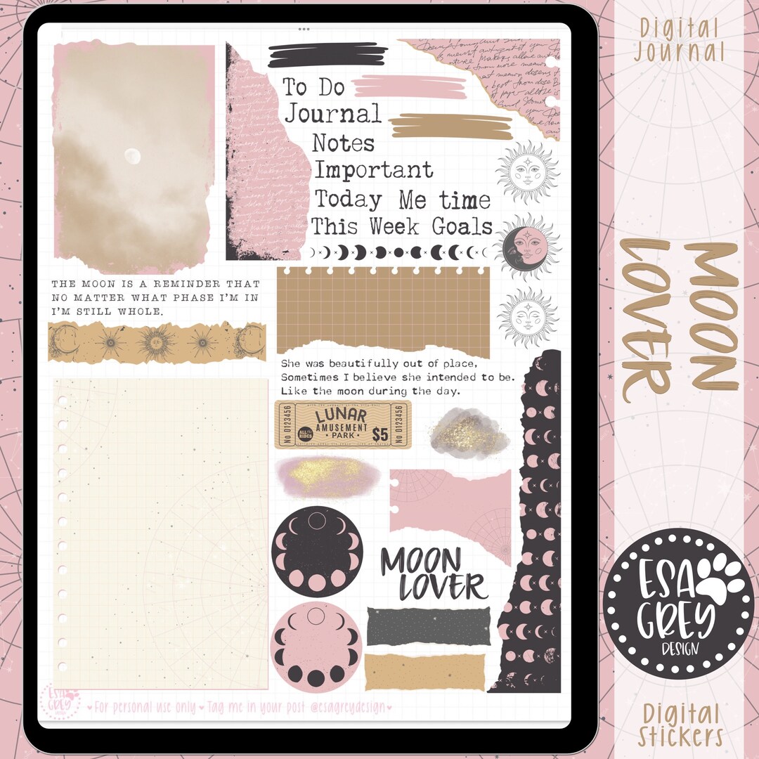 Moon Lover Digital Planner Stickers | Goodnotes Stickers | Esoteric ...