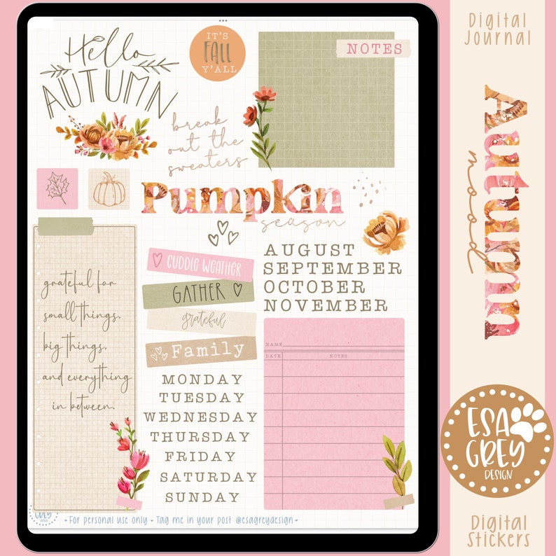 Autumn Mood Digital Planner Stickers | Goodnotes Stickers | Digital ...