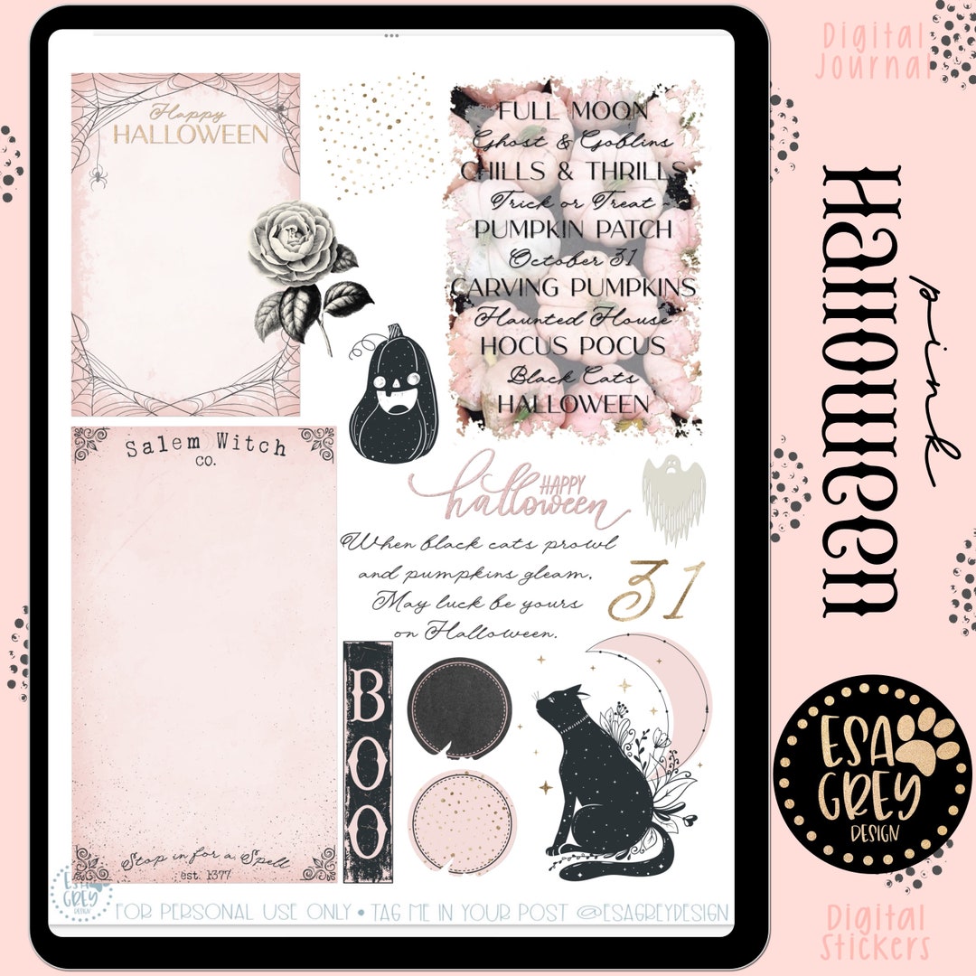 Pink Halloween Stickers | Autumn Stickers | Digital Planner Stickers ...