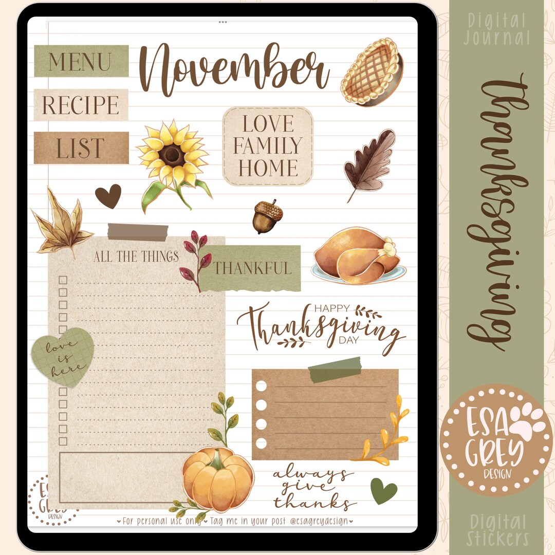 Thanksgiving Day Sticker Set Goodnotes Digital Planning Stickers Autumn