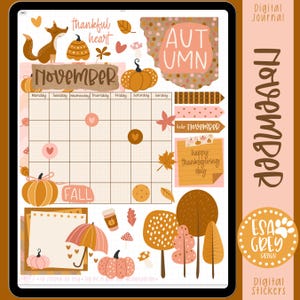 Thanksgiving Harvest Sticker Set | Goodnotes Digital Planning Stickers | November Stickers | Fall Planner Sticker | Digital Journal Stickers