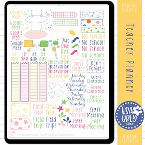 Teacher Plans Digital Stickers | Goodnotes Stickers | Digital Planning Stickers | School Planner Stickers | Homework Study Stickers