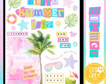 Stickers numériques cet été | Stickers agenda numérique | Autocollants de plage | Stickers vacances d'été | Autocollants Goodnotes | Autocollants PNG