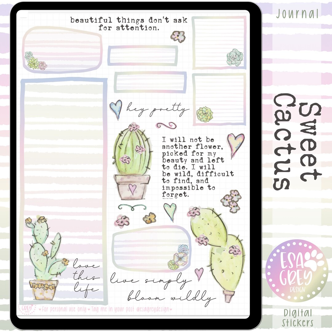 Sweet Cactus Digital Planning Stickers | Digital Planner Stickers ...