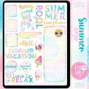 Summer Days Digital Sticker Set | Digital Planner Stickers | Beach Stickers | Summer Vibes Stickers | Goodnotes Stickers | Boho PNG Stickers