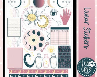 Lunar Digital Stickers | Goodnotes Planner Stickers (PNG)