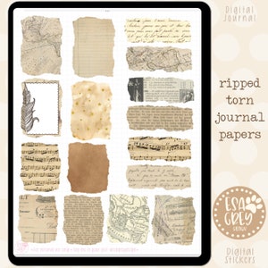 Set di adesivi di carta per diario digitale / Adesivi Goodnotes / Adesivi digitali / Adesivi pianificatore / Scrapbooking / Adesivi di carta strappata strappata