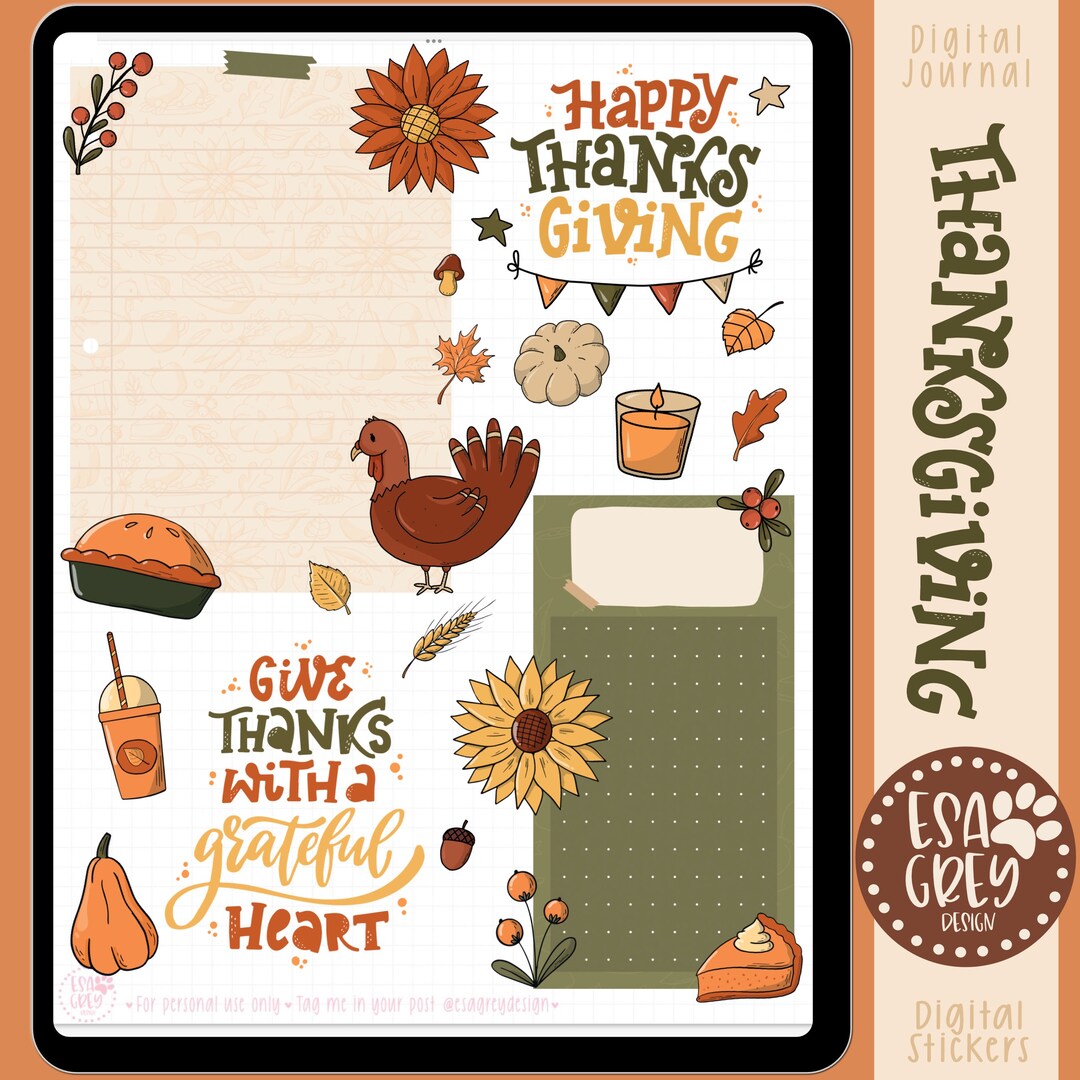 Thanksgiving Sticker Set Goodnotes Digital Planning Stickers Autumn