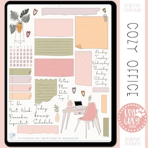 Cozy Office Digital Planner Stickers | Goodnotes Stickers | Boho Scrapbook Stickers | Digital Journal | iPad Android | OneNote Notability