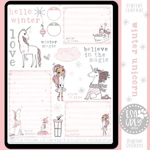 Winter Unicorn Digital Stickers | Goodnotes Stickers | Digital Planning Stickers | Winter Planner Stickers | Christmas animal Cozy Stickers