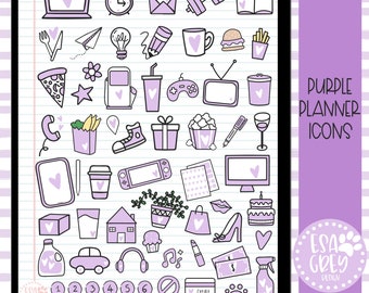 Purple Planner Icon Stickers | Goodnotes Stickers | Daily Chore Home Life Work Gym Stickers | Digital Planning Stickers | Journal Stickers