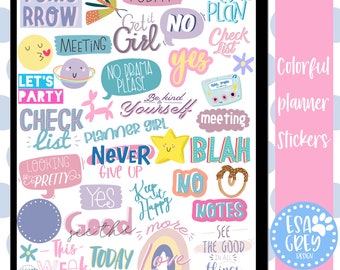 Kleurrijke digitale planningstickerset | Goodnotes-stickers | Opmerkelijk | Leuke digitale planningsstickers | Stickers iPad-planner