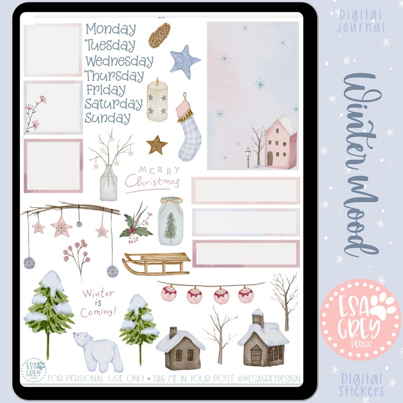 Winter Mood Digital Stickers | Goodnotes Stickers | Digital Planning ...