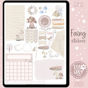 Fairy Digital Journal Sticker Set | Goodnotes Stickers | Digital Planning Stickers | Planner Stickers | Fairy Magic Mushroom Realistic Paper