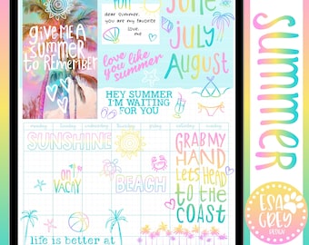 Electric Summer Digital Sticker Set | Digital Planner Stickers | Beach Stickers | Summer Vibes Stickers | Goodnotes Stickers