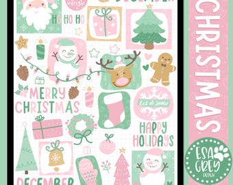 Sugarplum Christmas | Pastel Christmas PNG Stickers | Cute Holiday Digital Planner Stickers | Santa, Holiday, Winter Icons | Goodnotes