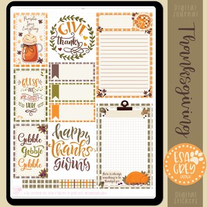 Juego de pegatinas de Acción de Gracias / Pegatinas de Goodnotes / Pegatinas de planificación digital / Pegatinas de planificador de otoño / Pegatinas de cena de pavo / Scrapbooking