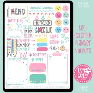 500+ Digital Planning Sticker Set | Goodnotes Stickers | Doodle Stickers | Colorful Fun Digital Planner Stickers | Hand drawn Stickers