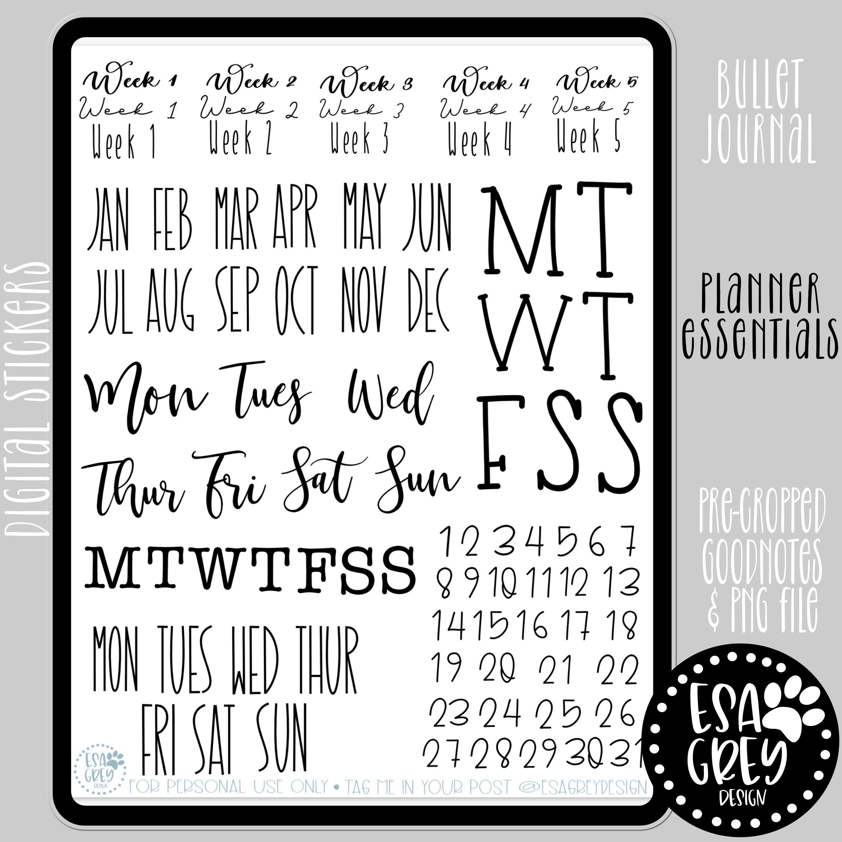 Planner Essentials Stickers Goodnotes Stickers Digital Etsy