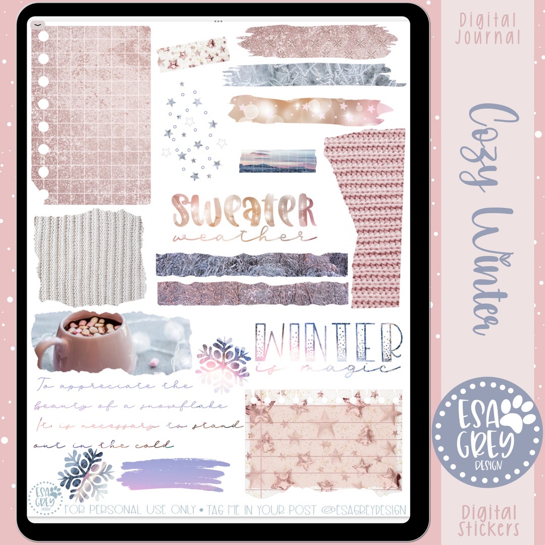 Cozy Winter Digital Journal Sticker Set | Goodnotes Stickers | Planner ...