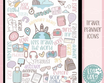 Travel Planner Icon Stickers | Boho Stickers | Goodnotes Stickers | PNG Stickers |  Digital Planning Stickers | Kawaii Sticker