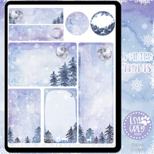 Winter Scenes Digital Stickers | Goodnotes Stickers | Digital Planning Stickers | Winter Planner Stickers | Christmas Moon Digital Stickers