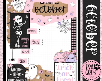 October Ghostly Scene Halloween Stickers | Weekly Digital Planner Planning Goodnotes Stickers | Spooky Swiftie Lyrics | Digital Journal
