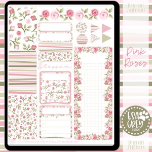 Pink Rose Planning Stickers | Digital Planner Stickers | Goodnotes Stickers | Scrapbook | Digital Journal Stickers | Flower Stickers | Roses