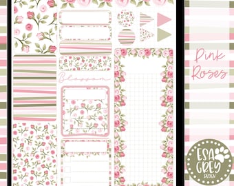 Pink Rose Planning Stickers | Digital Planner Stickers | Goodnotes Stickers | Scrapbook | Digital Journal Stickers | Flower Stickers | Roses