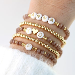 Pulsera con nombre de aventurina. Pulsera de piedras preciosas con iniciales personalizadas. Regalo para la mejor madre