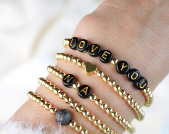 Name Bracelet, Initials Bracelet personalized. Friendship Bracelet with Heart, Color Choice, Gift for best Mom