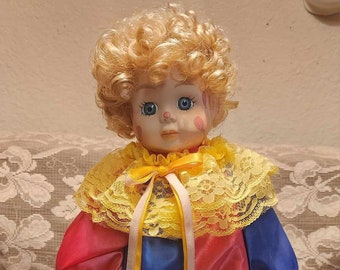 Vintage Porcelain Clown Doll on Stand