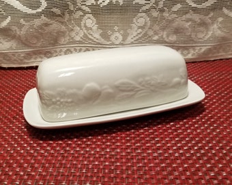 1/4 Pound Covered Butter Fruit Embossed Dish by Gibson Designs